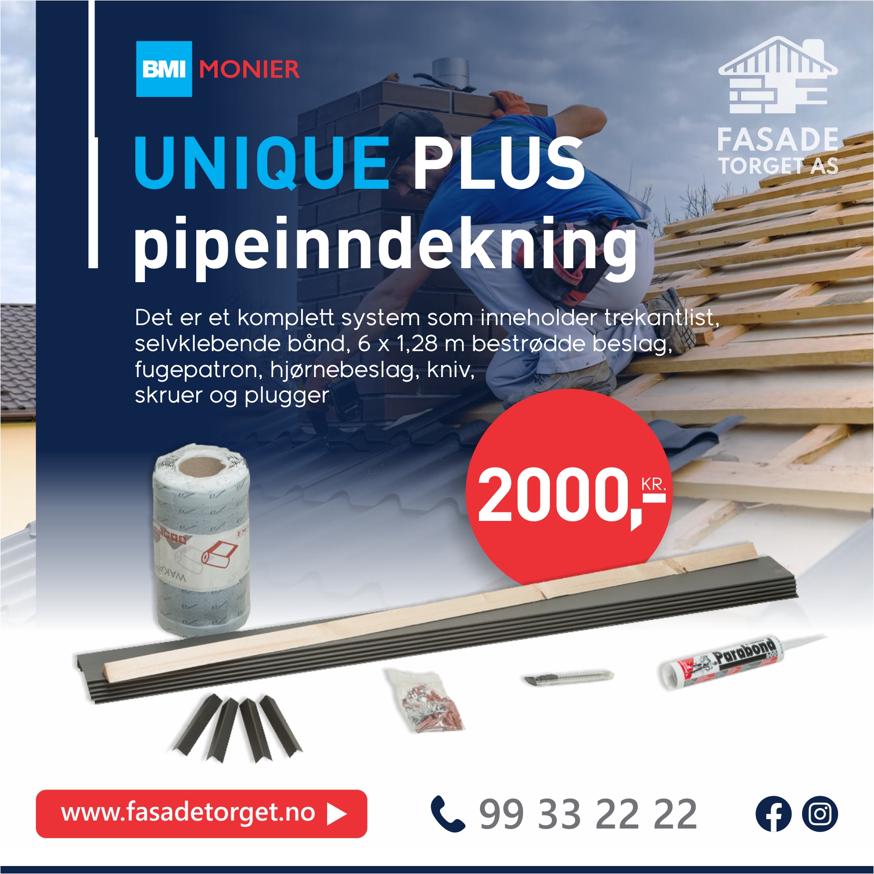 Monier Tettebånd wakaflex sort 280 mm 5 m