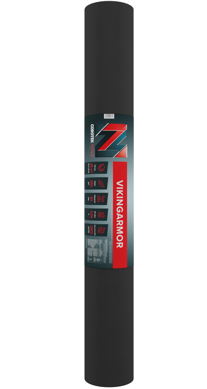 Corotek Nordic Diffusjonsåpent VikingArmor 4-lag 250g/m² 1,5x30 45m2(med limstriper) 1700kr
