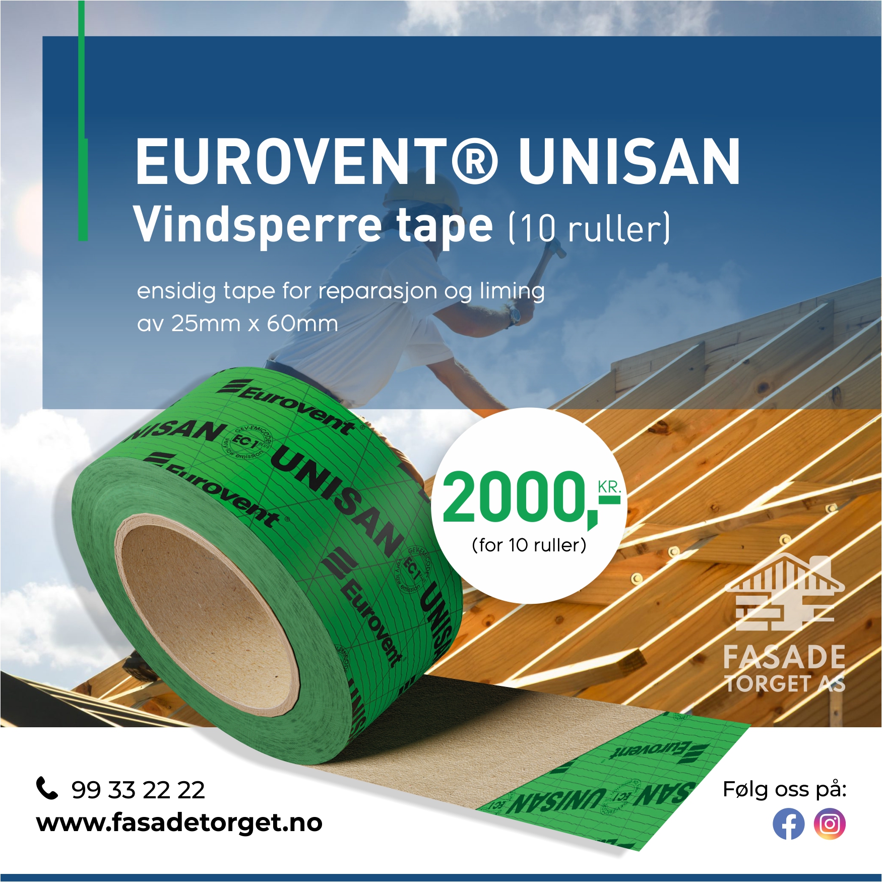 EUROVENT®UNISAN TAPE 60 (10 pakk) 2000kr