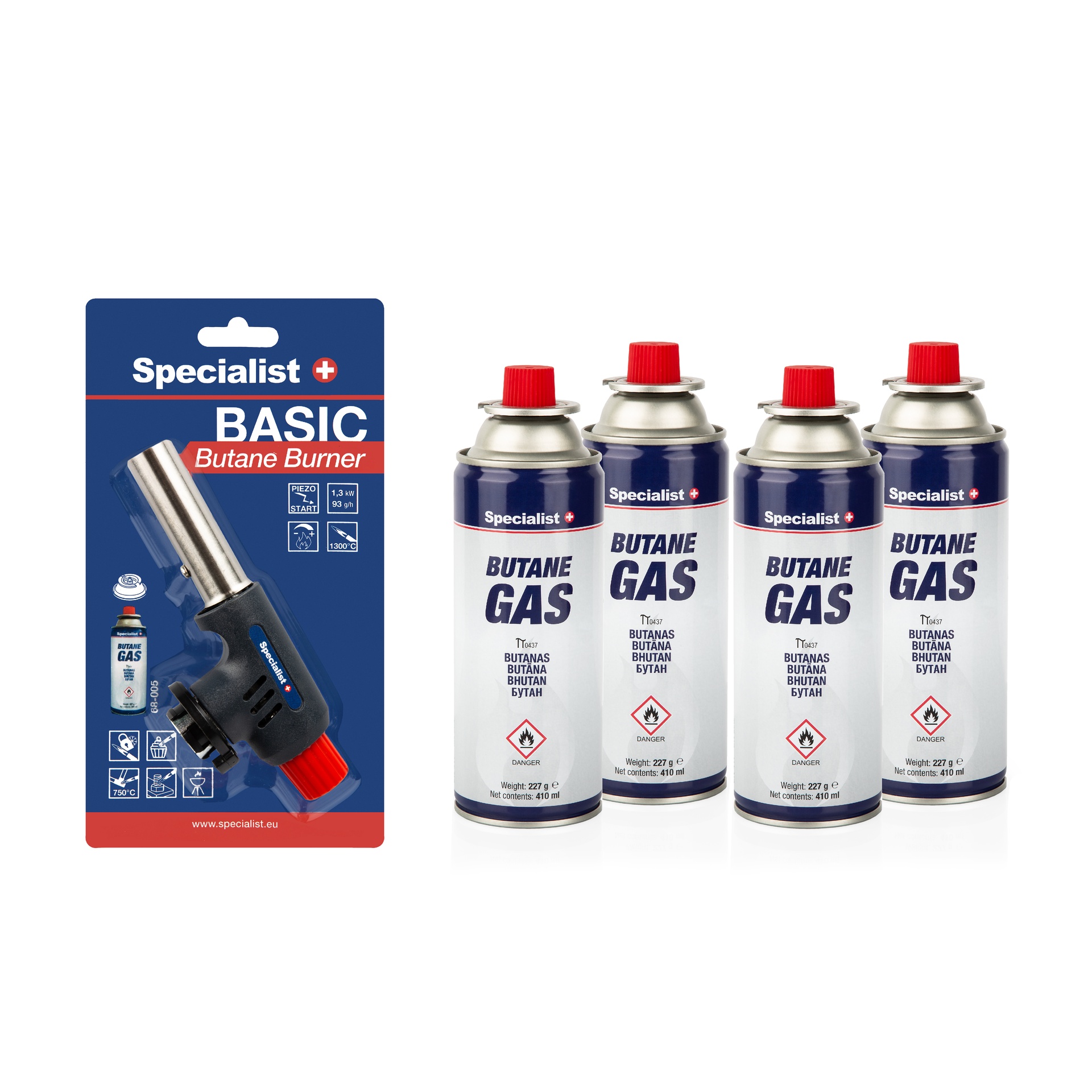Gass- og brennersett SPECIALIST+ (4+1) 350kr