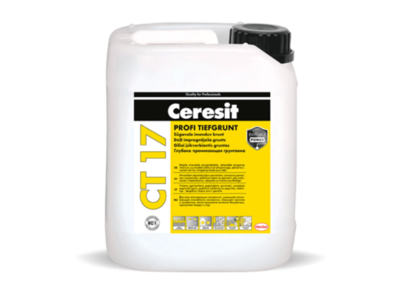Primer Ceresit CT 17 PROFI, dyptinntrengende, hurtigtørkende. 10l 900kr