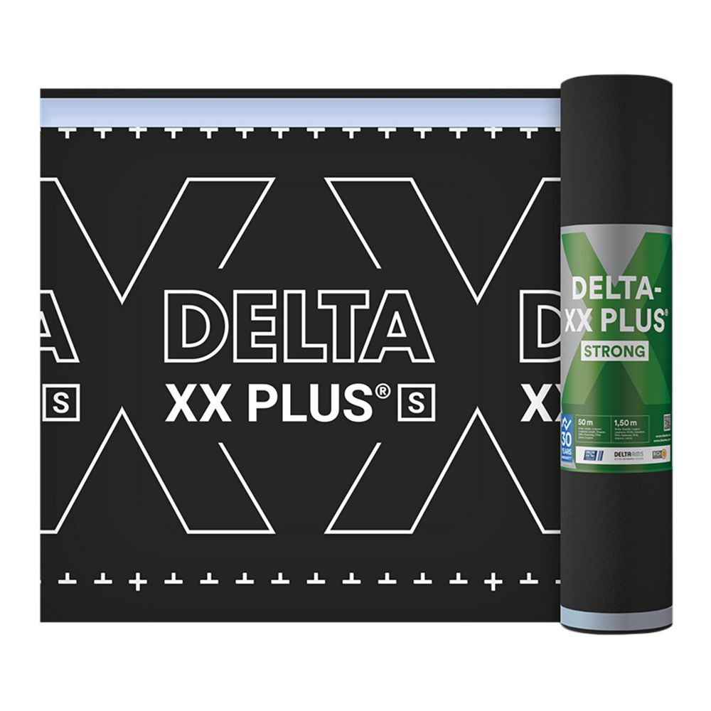 DELTA-XX PLUS® STRONG1,5x50 75m2 3500kr (med limstriper) SINTEF godkjent